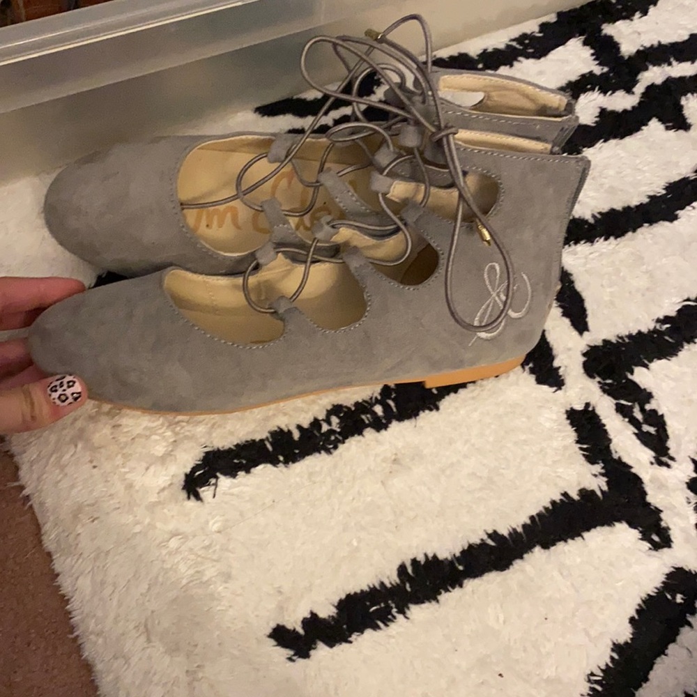 Zip up lace flats